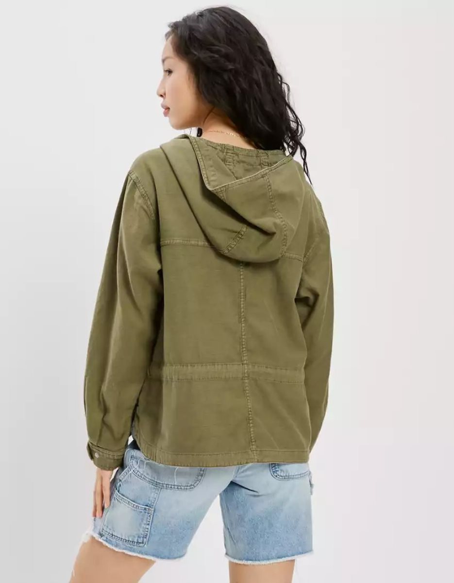 Vestes American Eagle AE Coton Popover Vert Olive Femme | ADZ-72677852